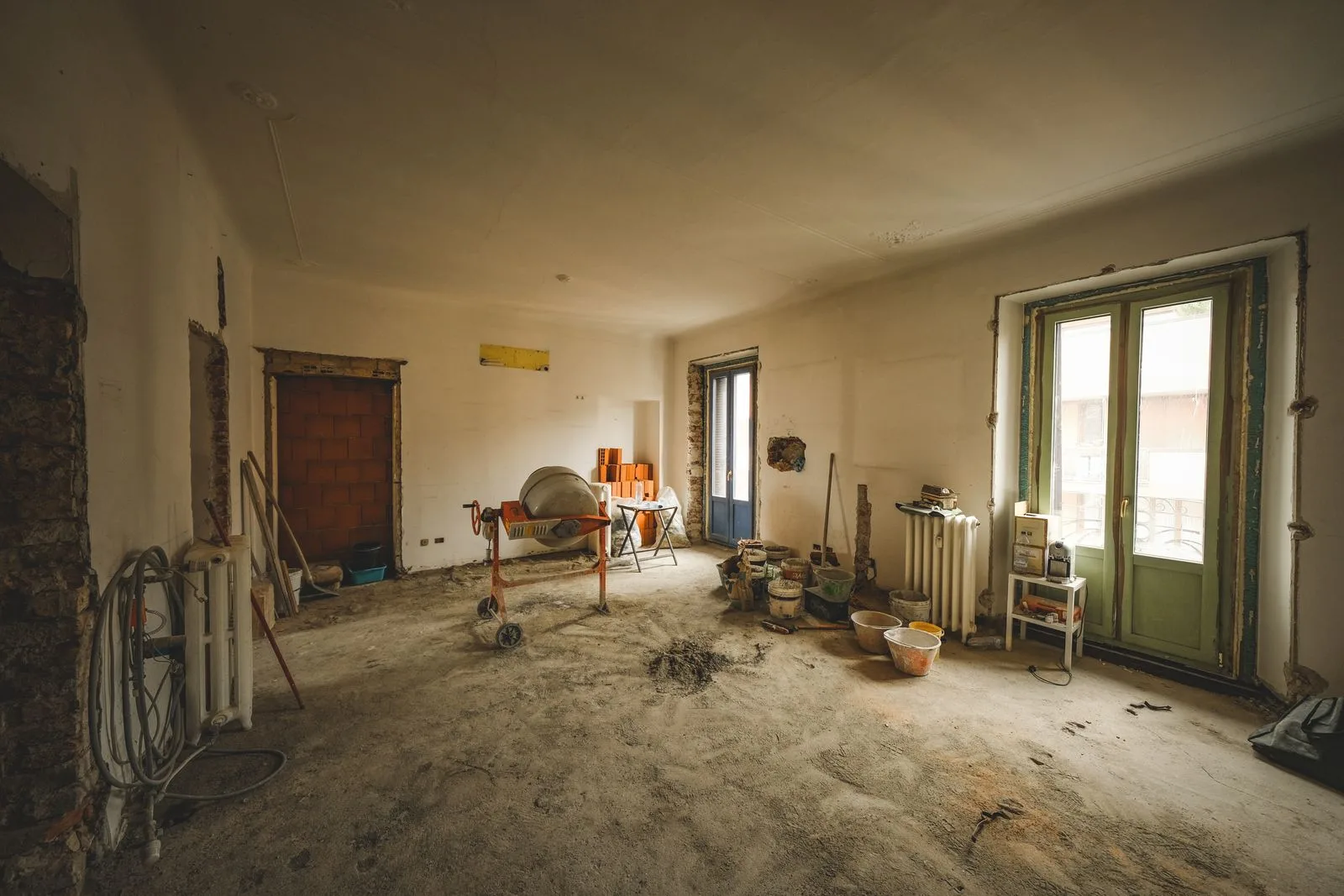 Crew working on an interior home renovation
